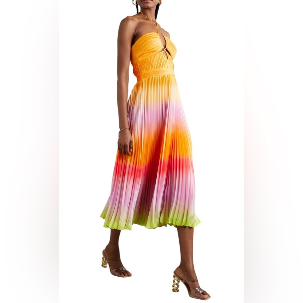 NWT Simkhai - Jonathan Simkhai Annita Multicolor Ombre Plisse Dress Size 10 - Picture 5 of 11